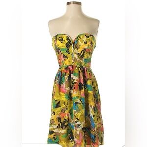 5/48 Strapless Dress in Yellow and Multicolor